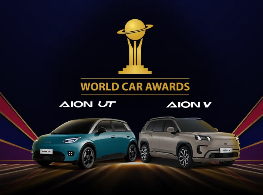 Modelos eléctricos GAC AION V y AION UT destacando su diseño futurista para los World Car Awards 2026.